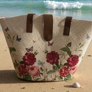 Exclusive Handmade Bali Pandan Woven Tote - Red